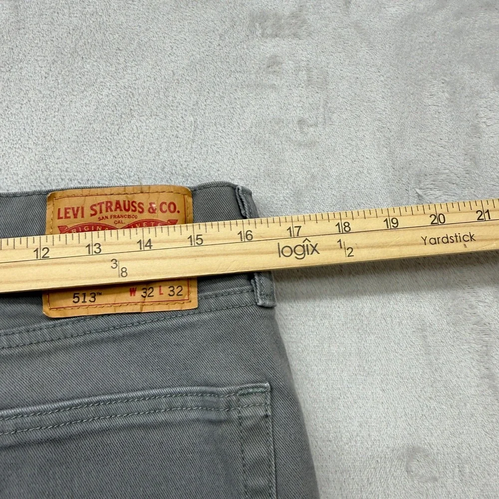 Levi's 513 Slim Straight Pants Mens 32x32 Charcoal Grey Stretch Cotton Twill